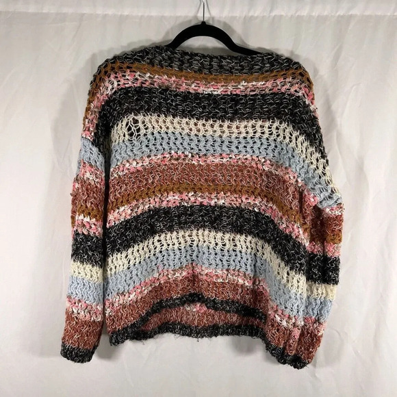 BKE Sweater Women's XS Multicolor Open Knit Long Sleeve Round Neck Pullover - Picture 8 of 11